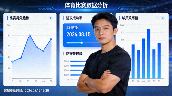 体育数据分析界面展示比赛统计图表与指标变化